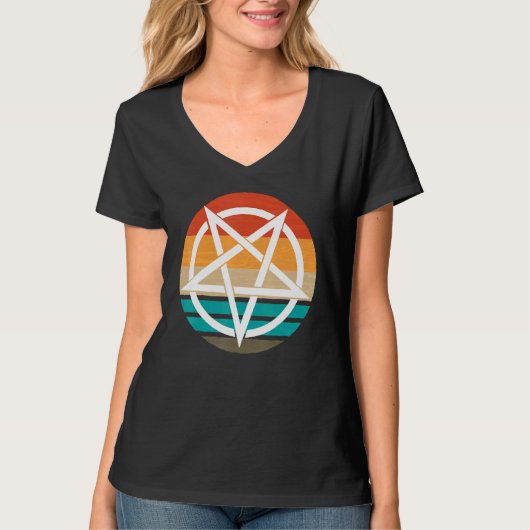 Retro Pentagram Devil 666 T-shirt (Voorkant)