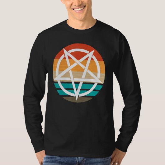 Retro Pentagram Devil 666 T-shirt (Voorkant)