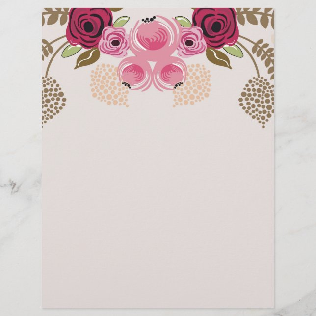 Retro peonies Letterhead (Voorkant)