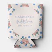 Retro Peony Bloemen Blauw Stippen Vrijgezellenfees Blikjeskoeler (Voorkant)