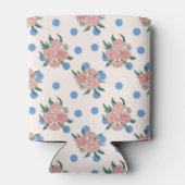 Retro Peony Bloemen Blauw Stippen Vrijgezellenfees Blikjeskoeler (Achterkant)