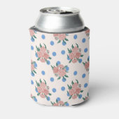 Retro Peony Bloemen Blauw Stippen Vrijgezellenfees Blikjeskoeler (Blikje Achterkant)