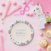 Retro Peony Bloemen Blauw Stippen Vrijgezellenfees Papieren Bordje (Feest)