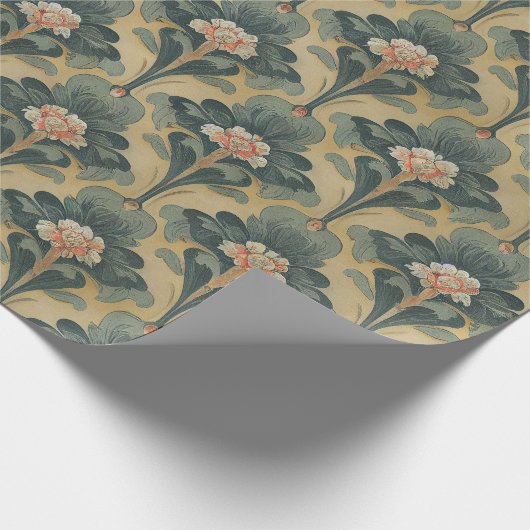 retro peony floral design cadeaupapier (Hoek)