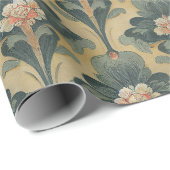 retro peony floral design cadeaupapier (Rol Hoek)