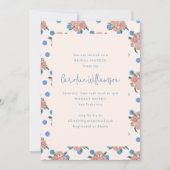 Retro Peony Floral Garden Blue Stippen Vrijgezelle Kaart (Voorkant)