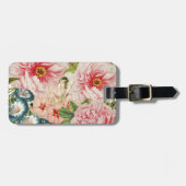 Retro Peony Flower Spring Floral Pattern Bagagelabel (Voorkant horizontaal)