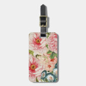 Retro Peony Flower Spring Floral Pattern Bagagelabel (Voorkant verticaal)
