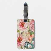 Retro Peony Flower Spring Floral Pattern Bagagelabel (Achterkant verticaal)