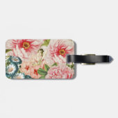 Retro Peony Flower Spring Floral Pattern Bagagelabel (Achterkant horizontaal)