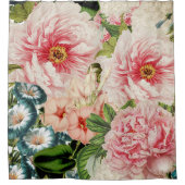 Retro Peony Flower Spring Floral Pattern Douchegordijn (Voorkant)