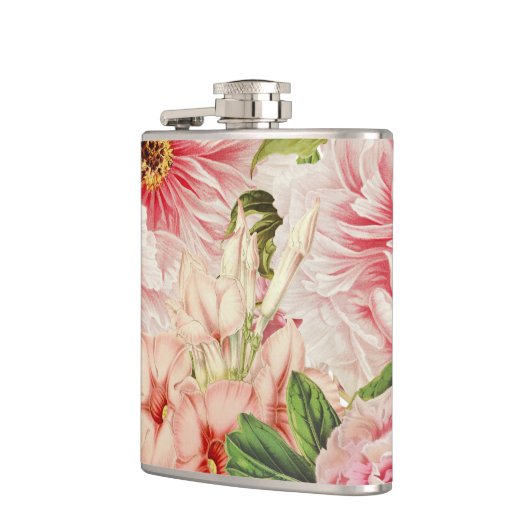 Retro Peony Flower Spring Floral Pattern Heupfles (Links)