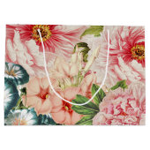 Retro Peony Flower Spring Floral Pattern Large Cadeautasje (Achterkant)