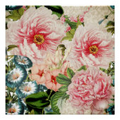 Retro Peony Flower Spring Floral Pattern Perfect Poster (Voorkant)