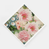 Retro Peony Flower Spring Floral Pattern Servetten (Hoek)