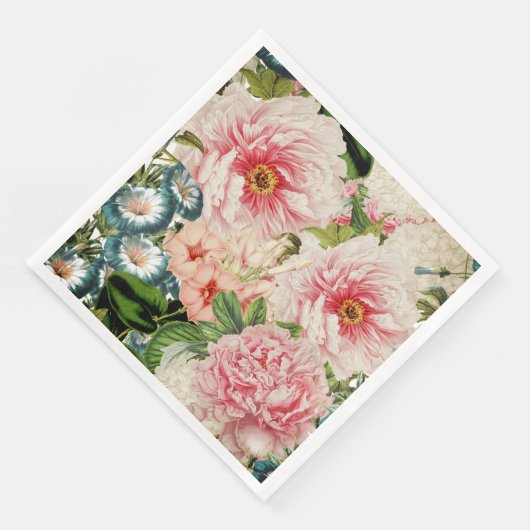 Retro Peony Flower Spring Floral Pattern Servetten (Hoek)