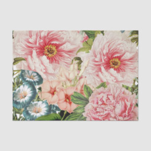 Retro Peony Flower Spring Floral Pattern Tissuepapier