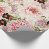 Retro Peony Flower Spring Pinterly Pattern Cadeaupapier (Hoek)