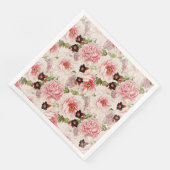 Retro Peony Flower Spring Pinterly Pattern Servetten (Hoek)
