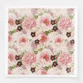 Retro Peony Flower Spring Pinterly Pattern Servetten (Voorkant)