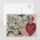 Retro Peony Valentijn Kaart (Voorkant / Achterkant)