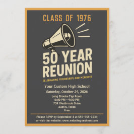 Retro Pep Rally Style 50 Year Class Reunion Kaart