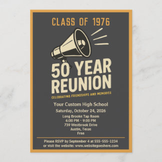 Retro Pep Rally Style 50 Year Class Reunion Kaart