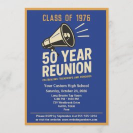 Retro Pep Rally Style 50 Year Class Reunion Kaart