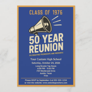 Retro Pep Rally Style 50 Year Class Reunion Kaart