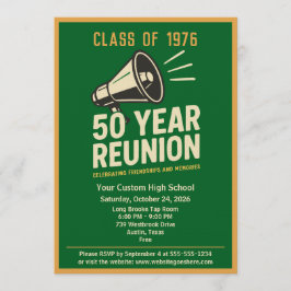 Retro Pep Rally Style 50 Year Class Reunion Kaart