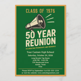 Retro Pep Rally Style 50 Year Class Reunion Kaart