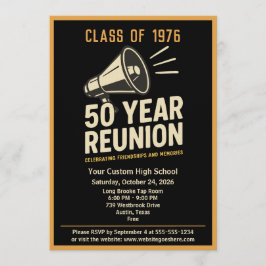 Retro Pep Rally Style 50 Year Class Reunion Kaart