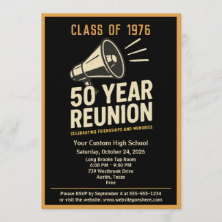 Retro Pep Rally Style 50 Year Class Reunion Kaart