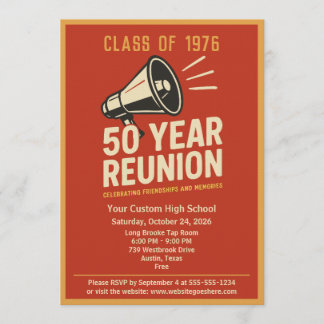 Retro Pep Rally Style 50 Year Class Reunion Kaart