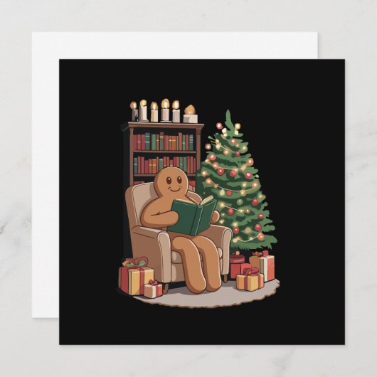Retro peperkoek leesboeken Kerstmis leraar  Feestdagenkaart (Voorkant / Achterkant)