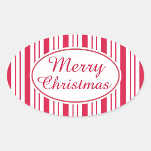 Retro Pepermunt Vrolijk Kerst Cadeaubon Stickers