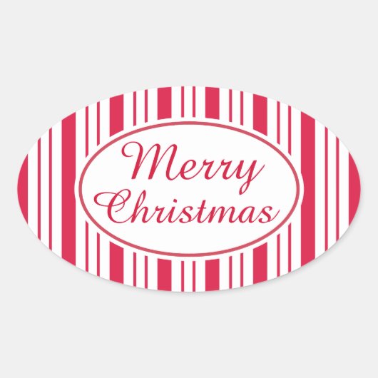 Retro Pepermunt Vrolijk Kerst Cadeaubon Stickers (Voorkant)
