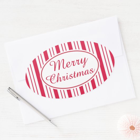 Retro Peppermint Merry kerstcadeau Label Stickers (Envelop)
