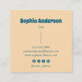 Retro Periwinkle Checkerboard met Daisy Flower Vierkante Visitekaartje (Achterkant)