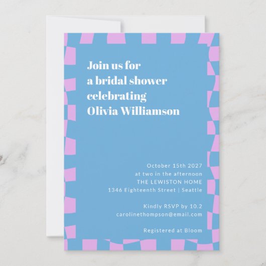 Retro Periwinkle Checkerboard Schattige Vrijgezell Kaart (Voorkant)