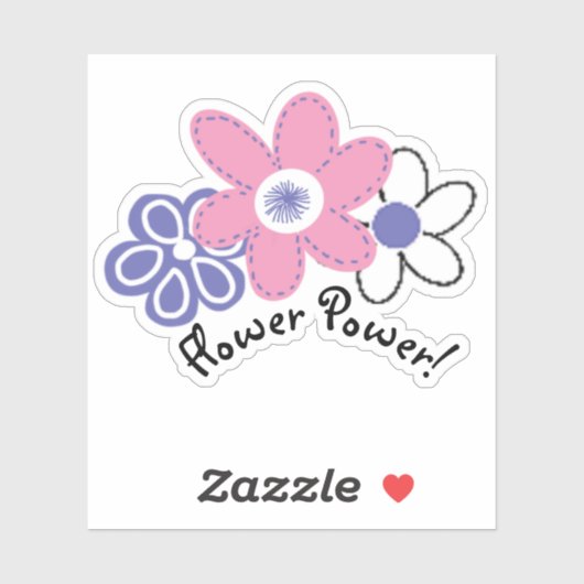 Retro Periwinkle Lavendel Roze Bloemenkracht Sticker (Vel)
