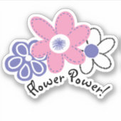 Retro Periwinkle Lavendel Roze Bloemenkracht Sticker (Voorkant)