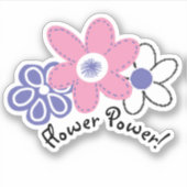 Retro Periwinkle Lavendel Roze Bloemkracht Sticker (Voorkant)