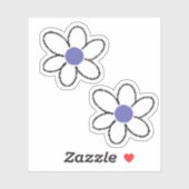 Retro Periwinkle lavendel witte bloemen Sticker (Vel)