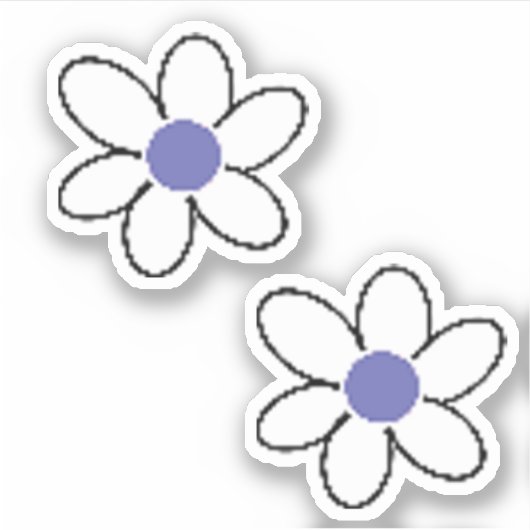 Retro Periwinkle lavendel witte bloemen Sticker (Voorkant)