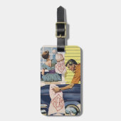 Retro personaliseren zijn haar paar cadeau Bagagel Bagagelabel (Voorkant verticaal)