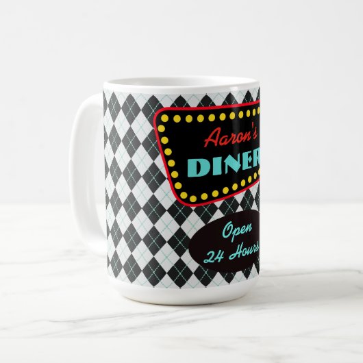 Retro Personalized Diner Mug Koffiemok (Voorkant links)