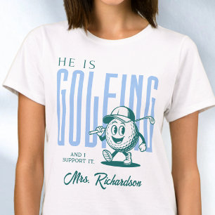 Retro Persoonlijk Schrift Mrs Blue Grappige Golf V T-shirt