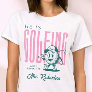 Retro Persoonlijk Schrift Mrs Roze Grappige Golf V T-shirt