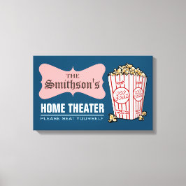 Retro Persoonlijke familienaam thuisbioscoop Canvas Afdruk
